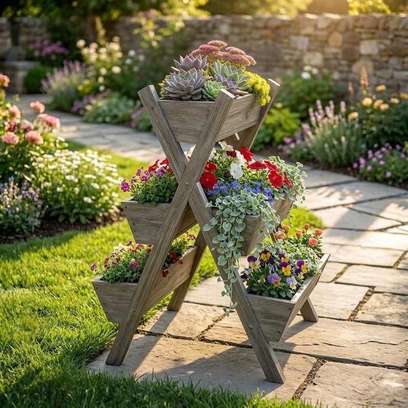 DIY 5-Tier Garden Planter Plans – Wooden Raised Vegetable Planter (PDF Download) Woodworking Blueprint - Step-by-Step Plan thumbnail 5