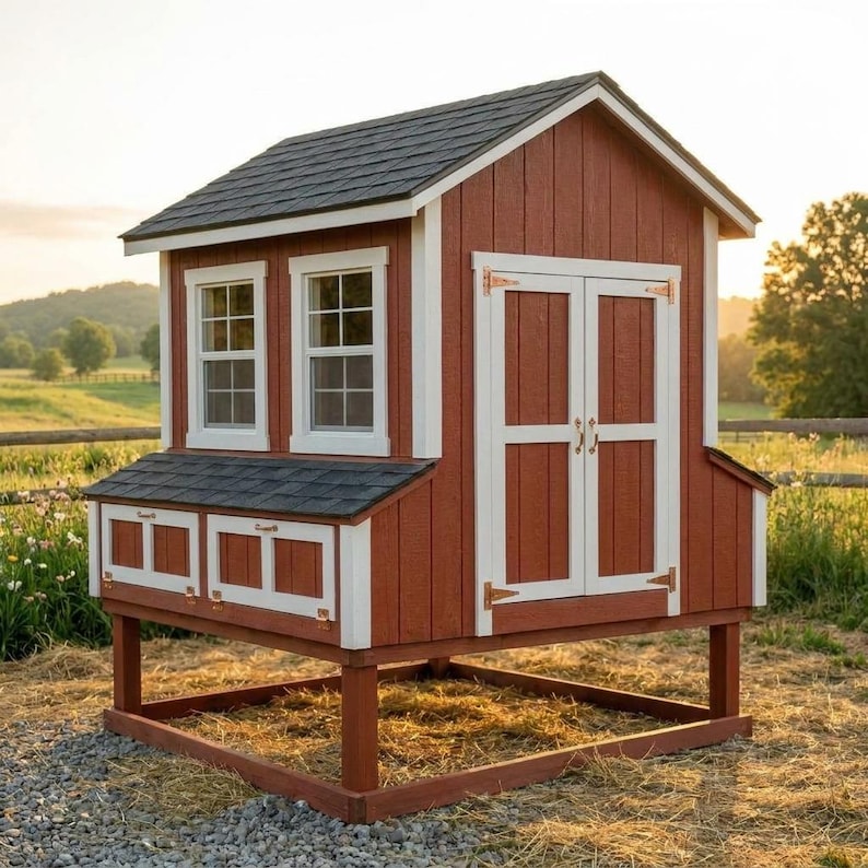 DIY DIY Raised Chicken Coop Plans: Backyard Hen House for 6-8 Chickens (PDF Download) Woodworking Blueprint - Step-by-Step Plan thumbnail 3