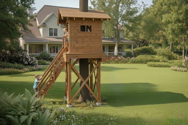 DIY Treehouse Plans PDF, DIY Tree House Plans, Kids Playhouse Plans, Tree Fort Plans, Backyard Treehouse, Step by Step Woodworking Guide Woodworking Blueprint - Step-by-Step Plan thumbnail 8