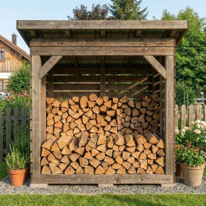 DIY Modern Firewood Shed Plan | 8x10 Lean-To Wood Storage PDF (2 Cord Capacity) Woodworking Blueprint - Step-by-Step Plan thumbnail 1