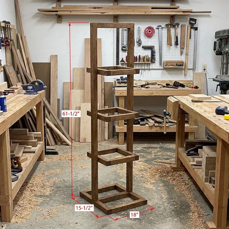 DIY 3-Tier Wooden Plant Stand Plan | DIY Ladder Shelf Blueprint (PDF Download) Woodworking Blueprint - Step-by-Step Plan thumbnail 2