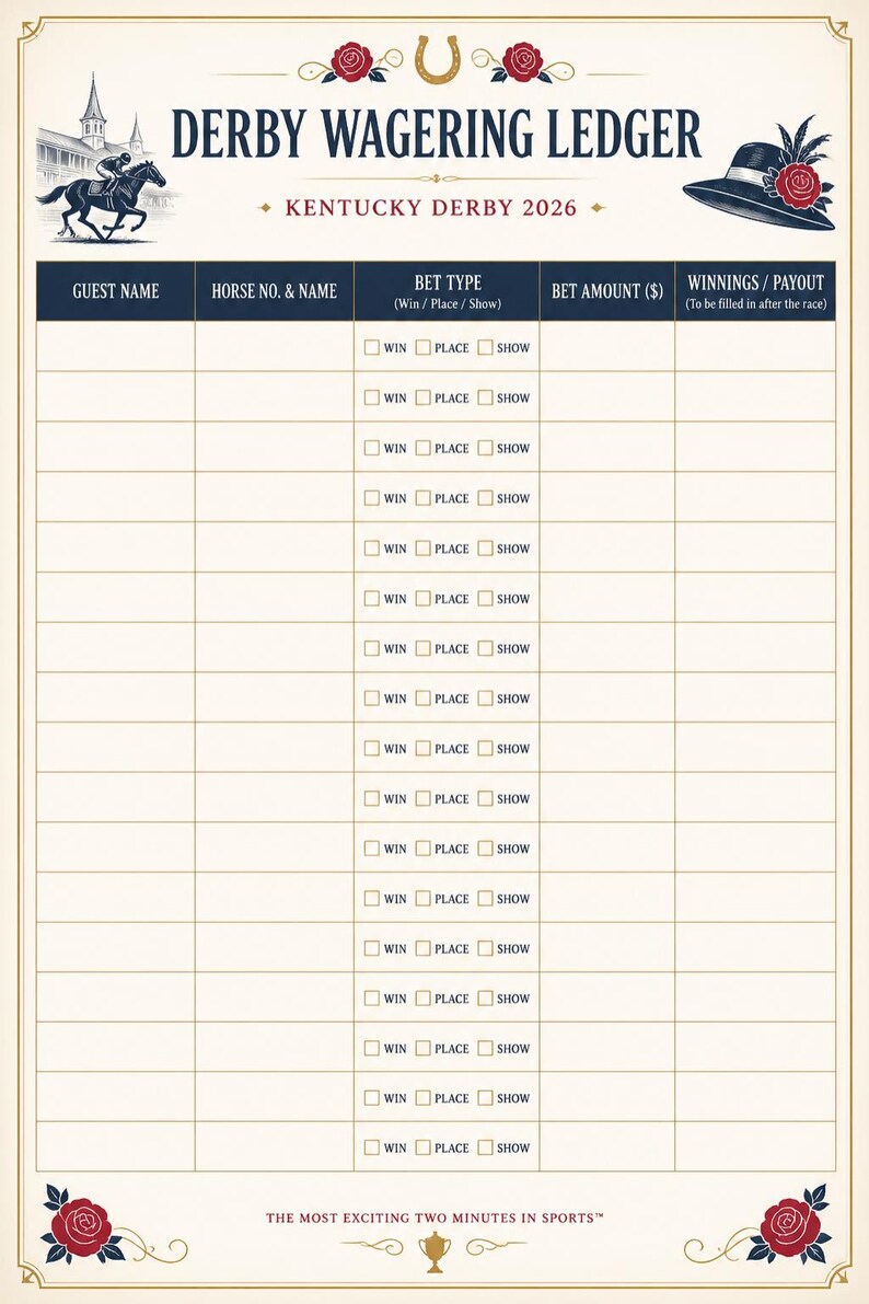 DIY Kentucky Derby 2026 Wagering Ledger — Printable Bet Tracker Sheet, Derby Party Bookie Board PDF Woodworking Blueprint - Step-by-Step Plan thumbnail 3