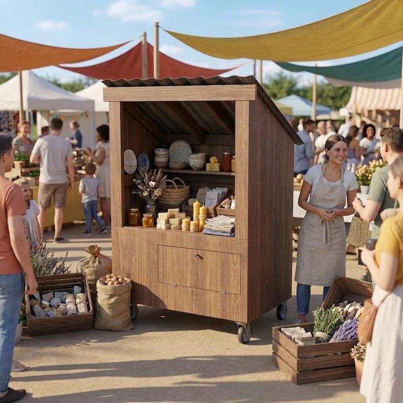 DIY DIY Farmstand Plans | Mobile Market Stall Woodworking Build Guide (PDF Download) Woodworking Blueprint - Step-by-Step Plan thumbnail 4