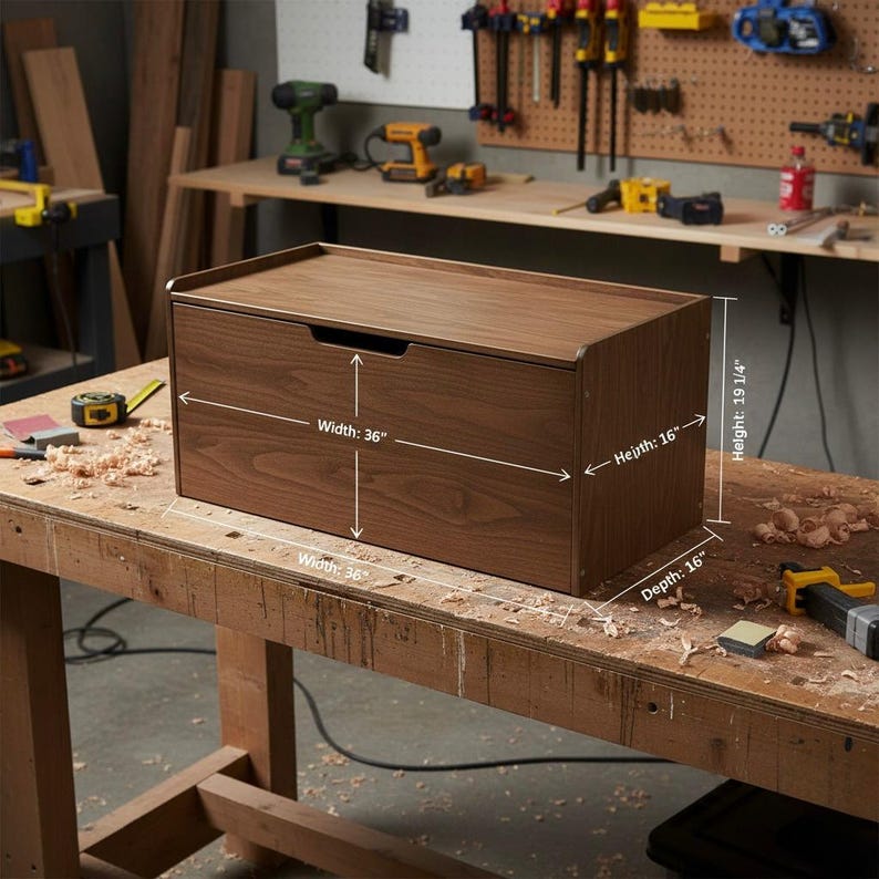 DIY Modern Storage Bench Plan: DIY Wooden Chest (PDF) Woodworking Blueprint - Step-by-Step Plan thumbnail 5