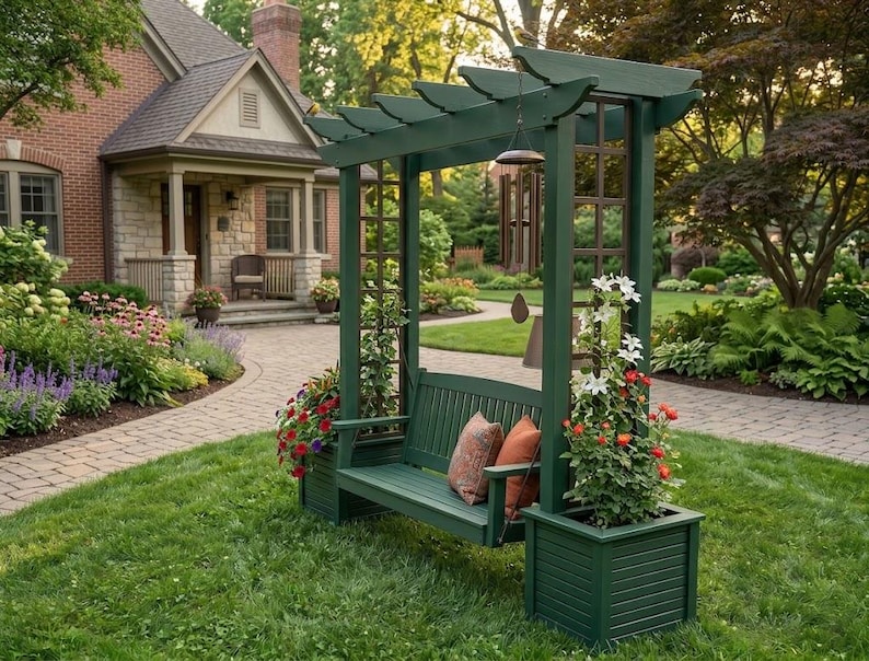 DIY DIY Pergola Swing Chair Plans | Free Standing Arbor Swing Frame & Porch Bench Woodworking PDF Woodworking Blueprint - Step-by-Step Plan thumbnail 3