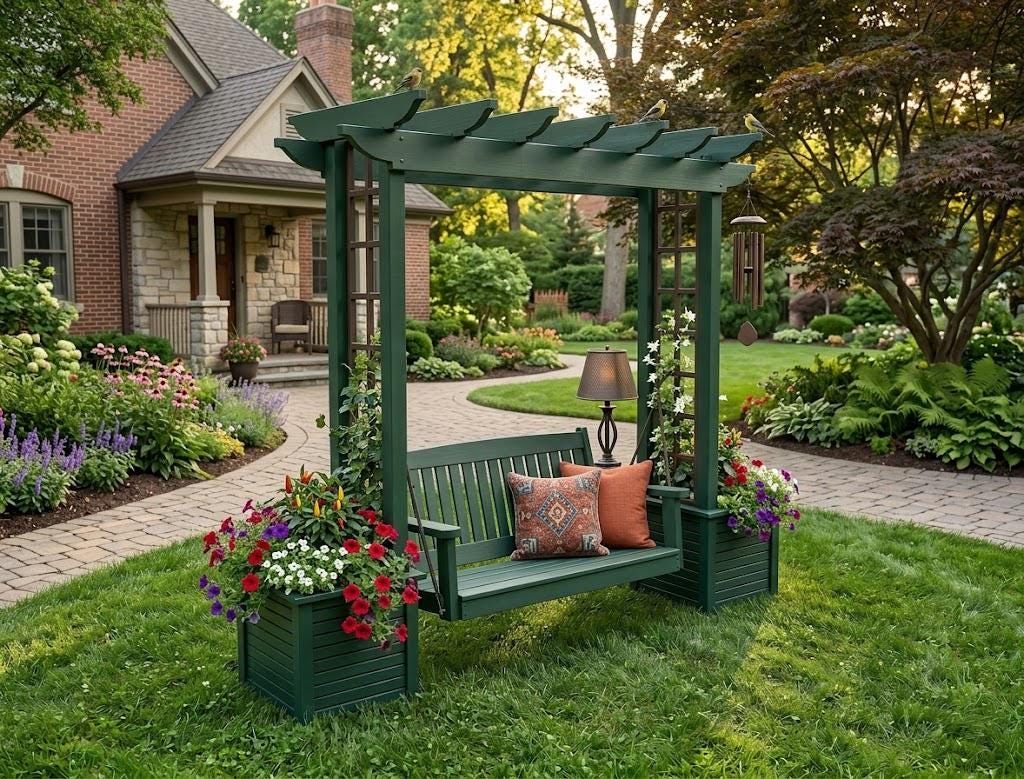 DIY Pergola Swing Chair Plans | Free Standing Arbor Swing Frame & Porch Bench Woodworking PDF