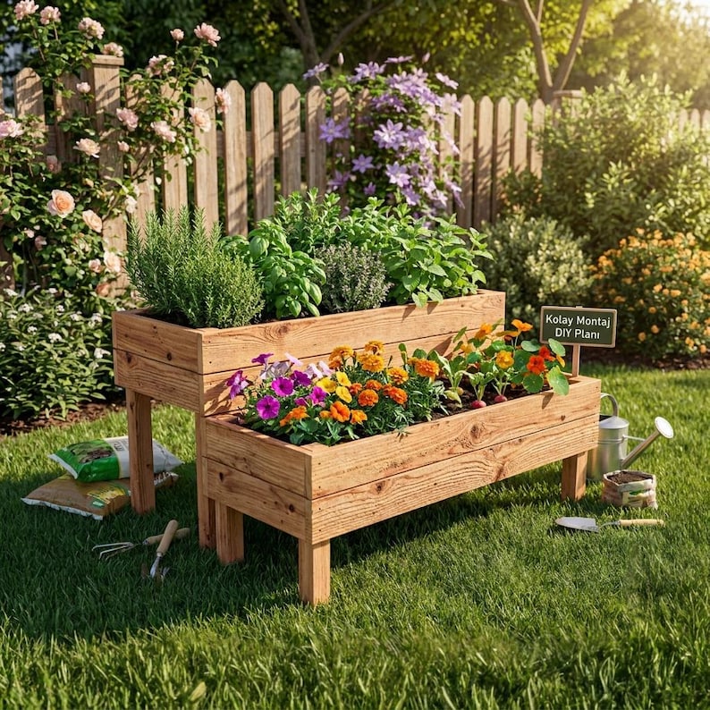 DIY Tiered Planter Box Plans | 2-Level Raised Garden Bed Woodworking Blueprint (PDF Download) Woodworking Blueprint - Step-by-Step Plan thumbnail 3