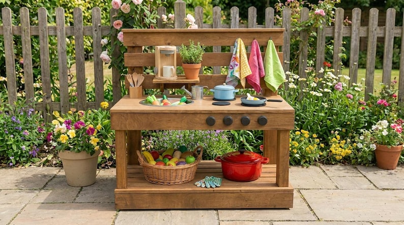 DIY Kids Mud Kitchen Woodworking Plans | Outdoor Play Station Blueprint (PDF Download) Woodworking Blueprint - Step-by-Step Plan thumbnail 4