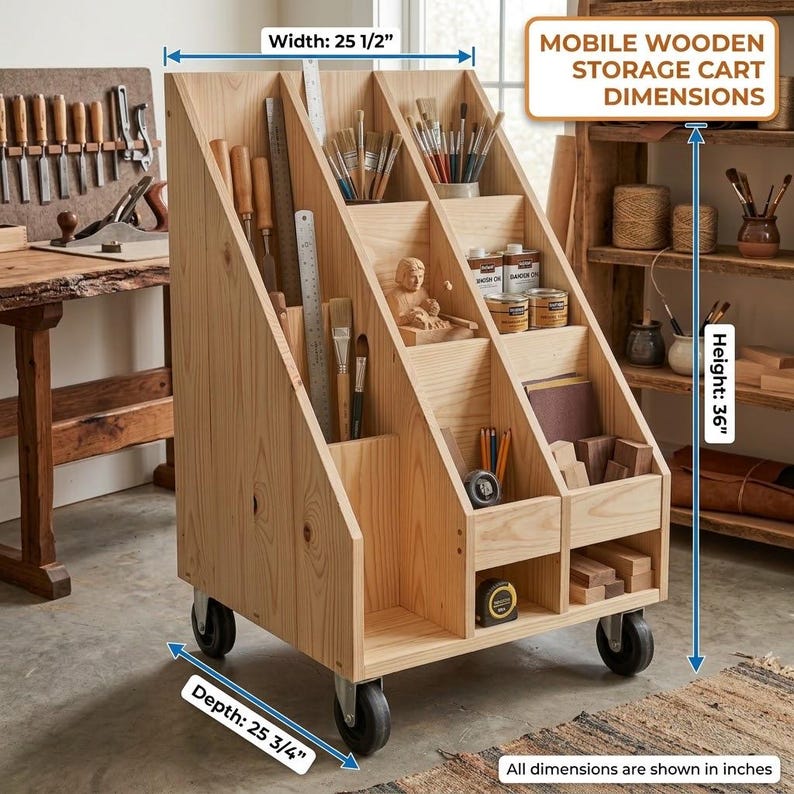 DIY DIY Rolling Plywood Cart Plans | Mobile Woodshop Organizer (PDF Blueprint) Woodworking Blueprint - Step-by-Step Plan thumbnail 3