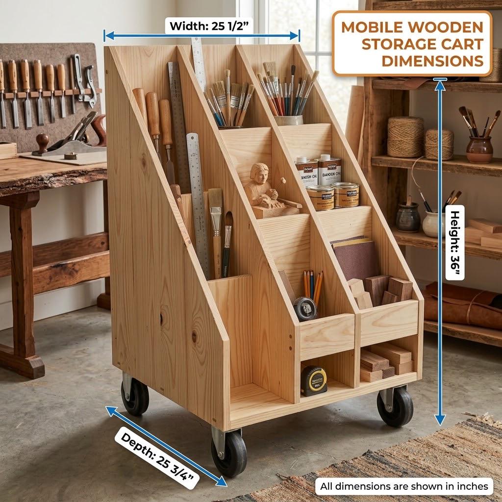 DIY Rolling Plywood Cart Plans — 3D exploded assembly view
