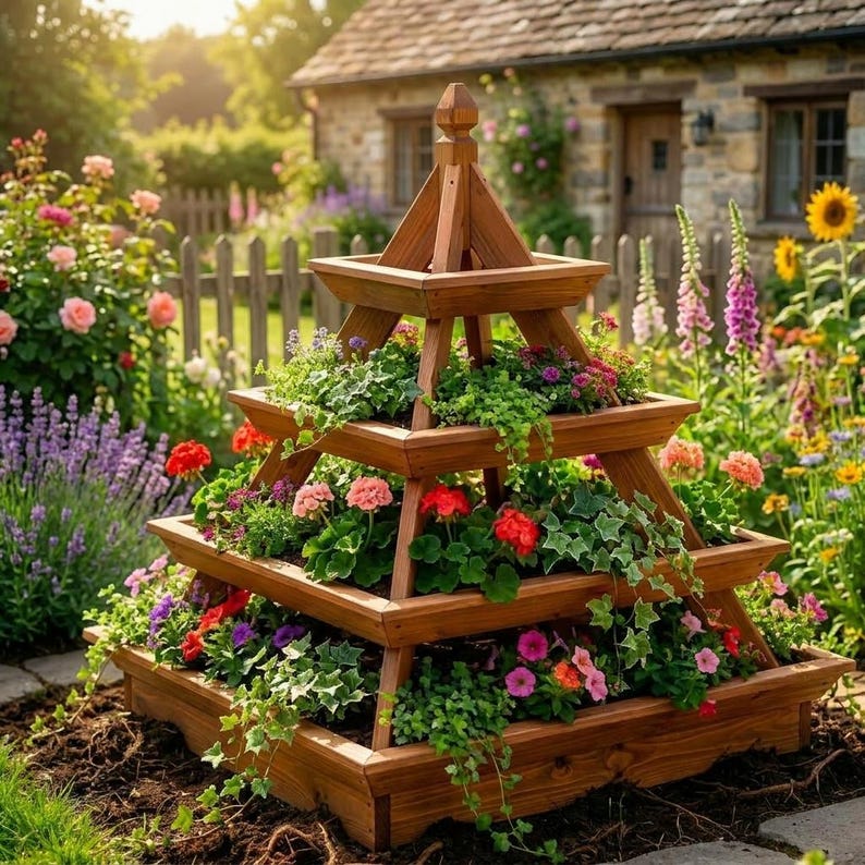 DIY DIY Pyramid Strawberry Planter Plans | Wooden Strawberry Tower PDF | 4 Tier Planter Box Blueprint | Stacked Garden Bed Woodworking Blueprint - Step-by-Step Plan thumbnail 4