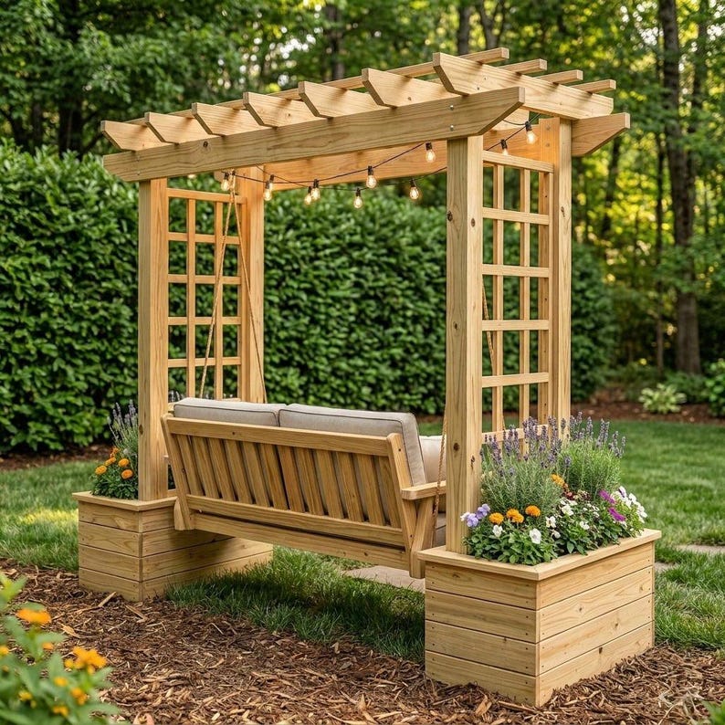 DIY Arbor Swing Plans | Pergola Roof, A-Frame Freestanding (PDF Download) Woodworking Blueprint - Step-by-Step Plan thumbnail 6