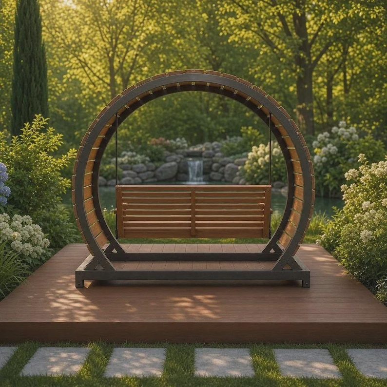 DIY DIY Circular Pergola Porch Swing Plans PDF | Freestanding Wood Canopy Swing Stand | Outdoor Arbor Bench Blueprint Woodworking Blueprint - Step-by-Step Plan thumbnail 4