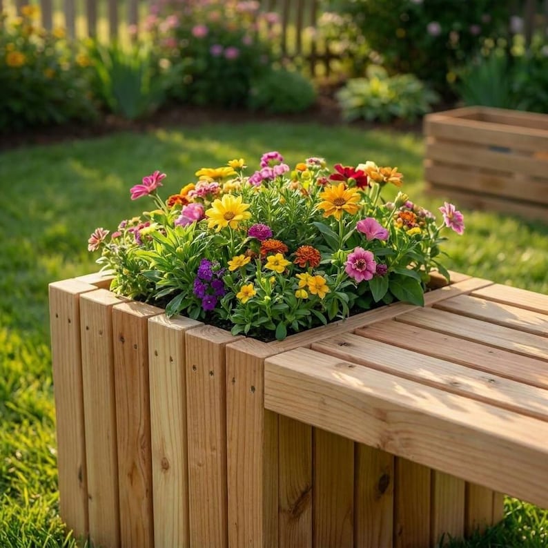 DIY Planter Bench Woodworking Plans | Slatted Outdoor Seating Blueprint (PDF Download) Woodworking Blueprint - Step-by-Step Plan thumbnail 4