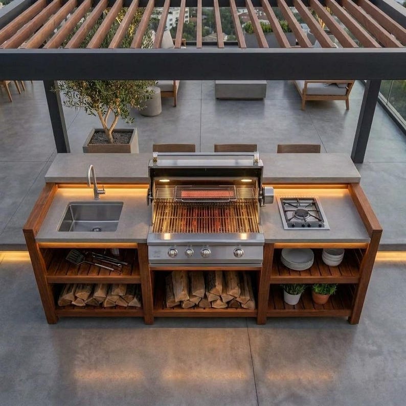 DIY DIY Outdoor Kitchen Plans | Grill Station Bar & Sink Cabinet Woodworking Blueprint PDF Woodworking Blueprint - Step-by-Step Plan thumbnail 7
