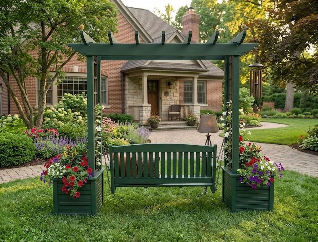 DIY Pergola Swing Chair Plans — Finished build photo