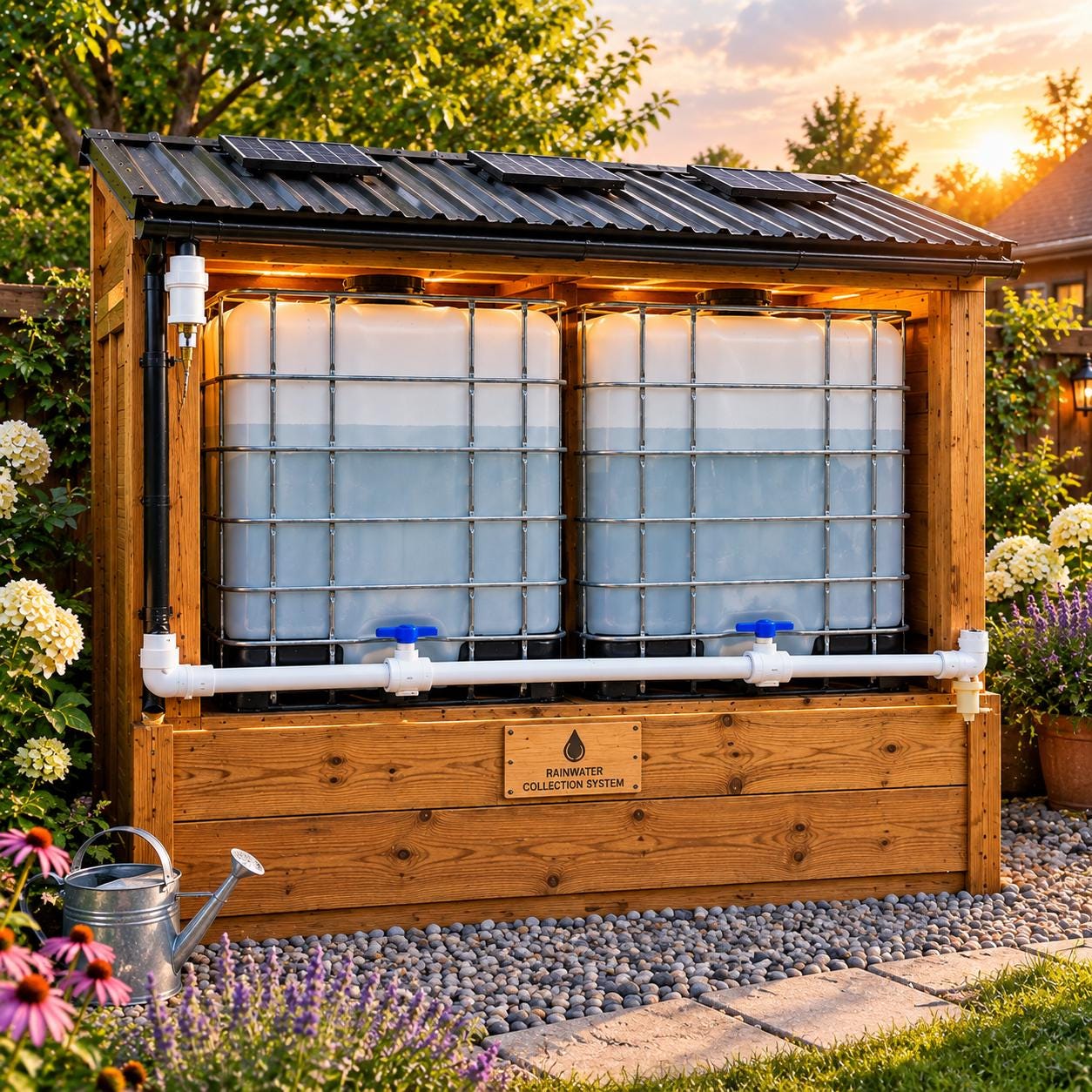 DIY Rainwater Collection System Plans | IBC Tote Enclosure Blueprint (PDF Download) — Material and lumber overview