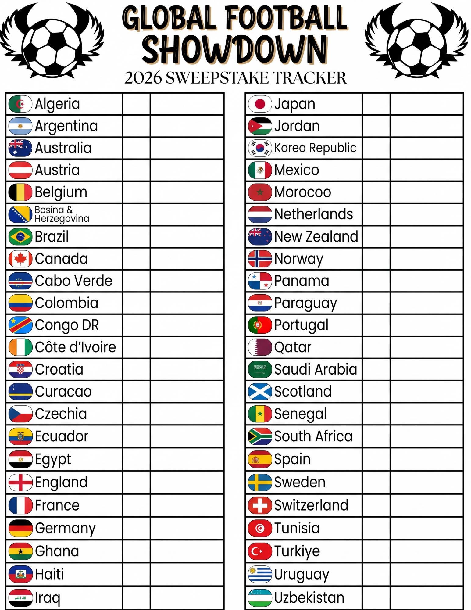 World Cup 2026 Sweepstake Kit — Cut list and material detail