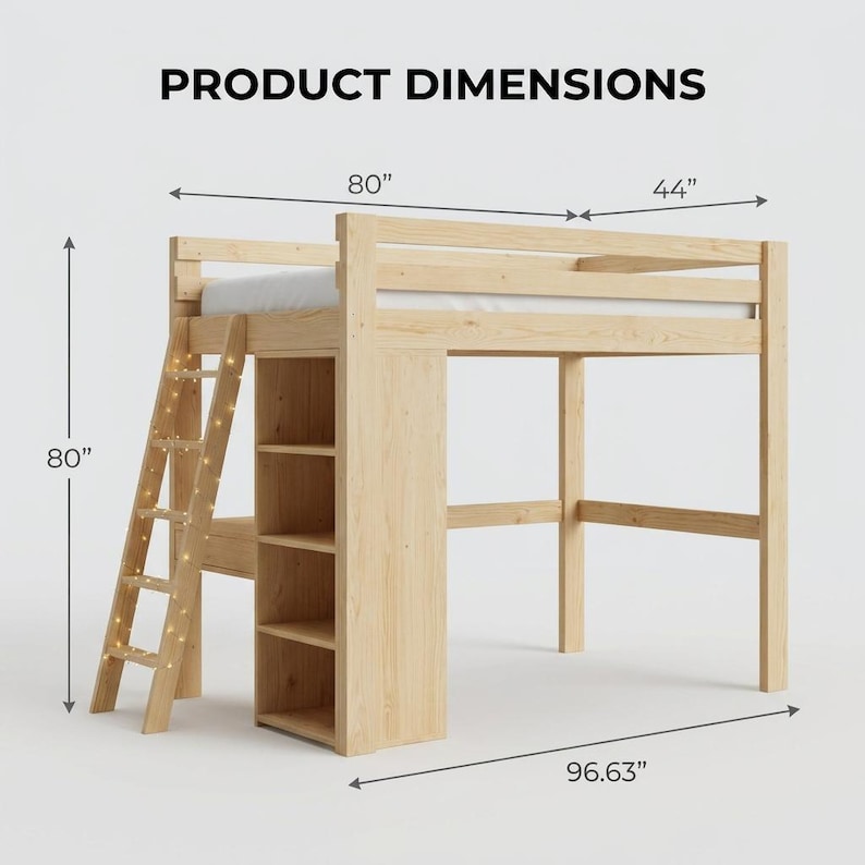 DIY DIY Full Size Loft Bed Plans | Built-In Stair Shelves & Storage Woodworking Blueprint PDF Woodworking Blueprint - Step-by-Step Plan thumbnail 2