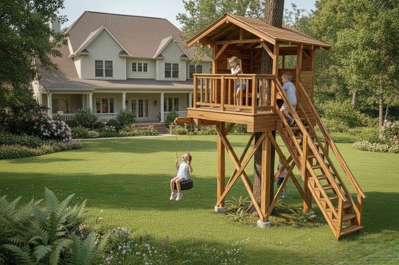 DIY Treehouse Plans PDF, DIY Tree House Plans, Kids Playhouse Plans, Tree Fort Plans, Backyard Treehouse, Step by Step Woodworking Guide Woodworking Blueprint - Step-by-Step Plan thumbnail 7