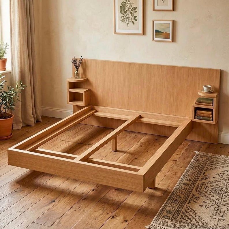 DIY Modern Platform Bed Frame Plan | Wood Bed DIY Pattern with Nightstands (PDF Download) Woodworking Blueprint - Step-by-Step Plan thumbnail 6