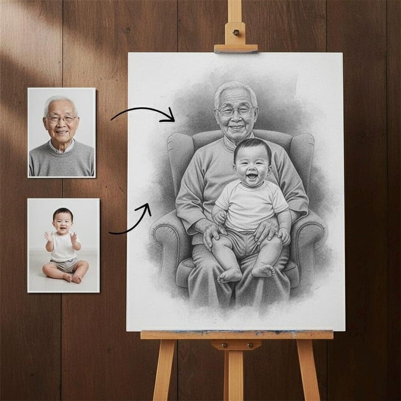 DIY Custom Memorial Portrait From Photos | Combine Loved Ones (Digital File) Woodworking Blueprint - Step-by-Step Plan thumbnail 3