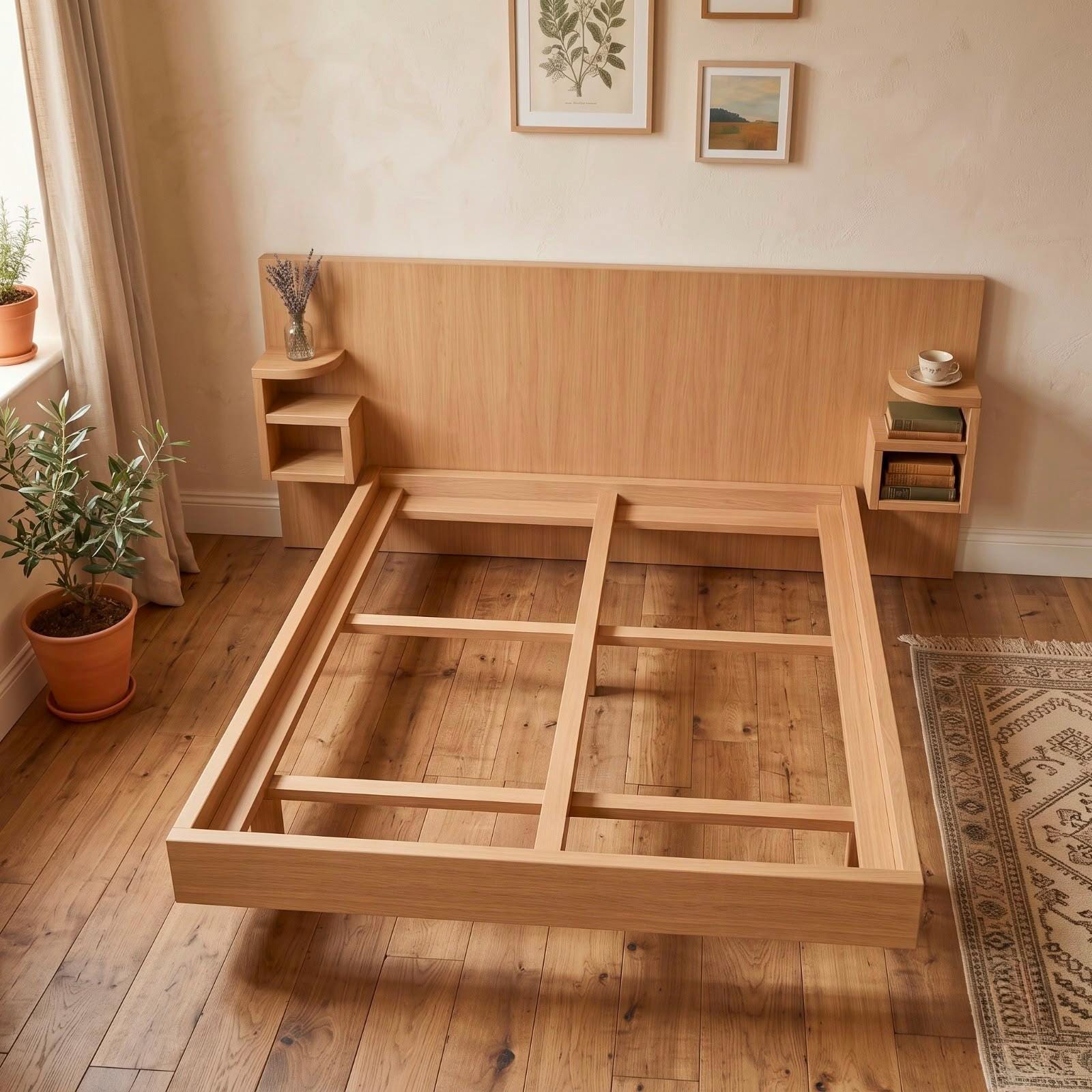 Modern Queen Platform Bed Plans — Cut list and material detail