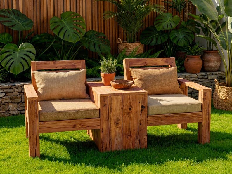 DIY Two Seat Bench with Table DIY Plans – Outdoor Patio Woodworking PDF Woodworking Blueprint - Step-by-Step Plan thumbnail 2
