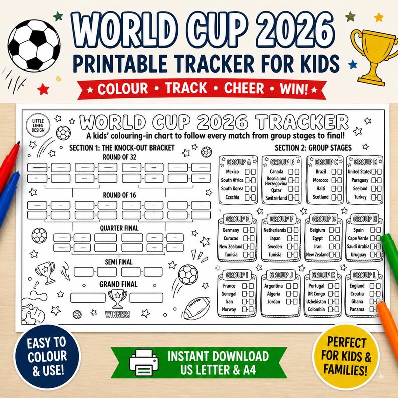 DIY World Cup 2026 Printable Tracker for Kids | Soccer & Football Tournament Bracket Chart Woodworking Blueprint - Step-by-Step Plan thumbnail 4