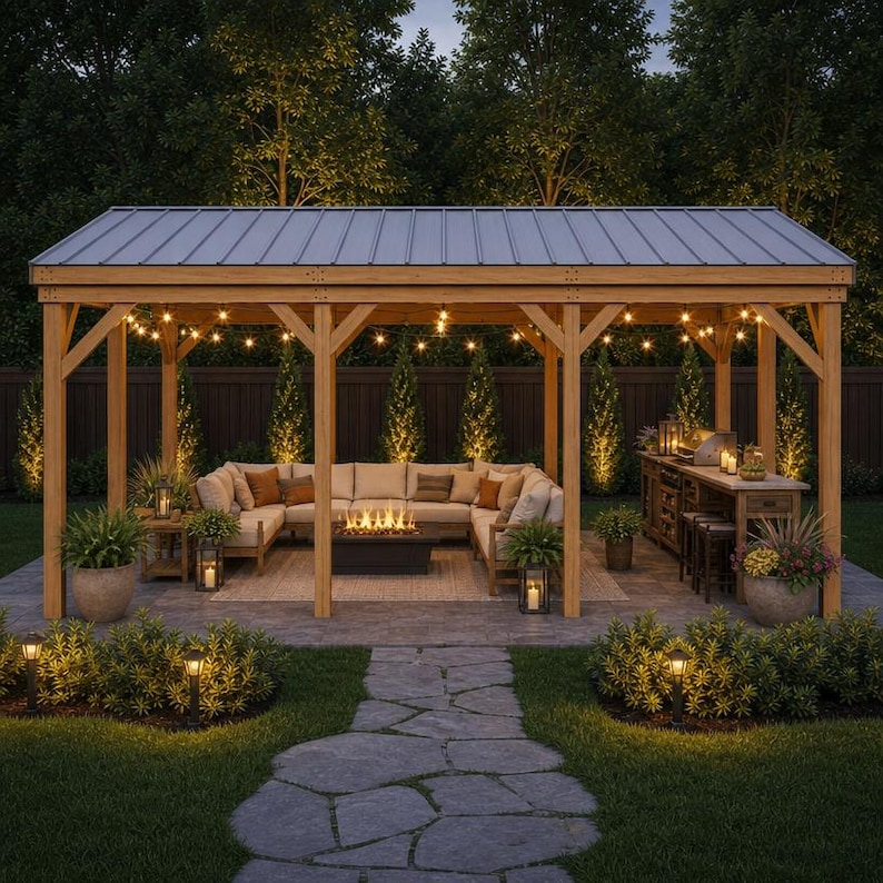 DIY 10x24 Gazebo Build Plans | DIY Backyard Pergola, Pavilion Guide (PDF Download) Woodworking Blueprint - Step-by-Step Plan thumbnail 3