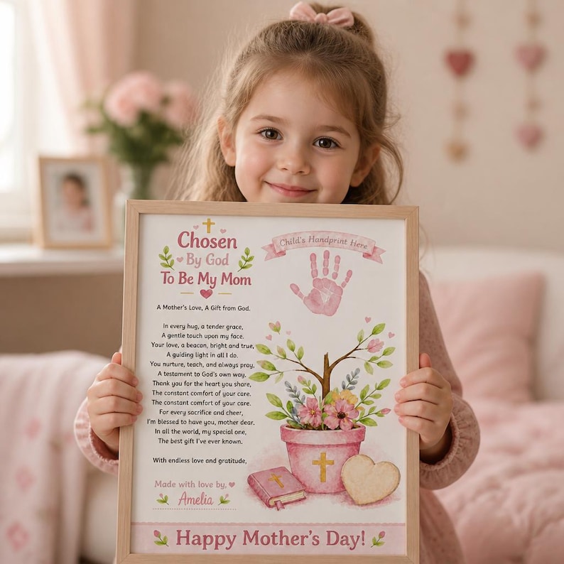 DIY Christian Mother's Day Handprint Craft | God Picked You Poem (PDF) Woodworking Blueprint - Step-by-Step Plan thumbnail 3