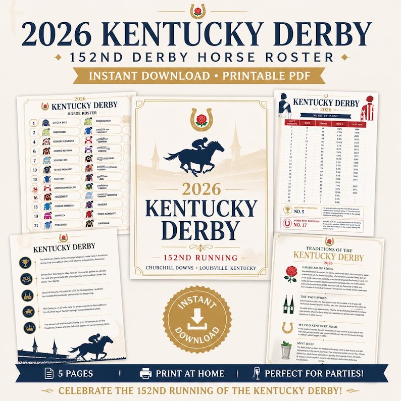 DIY 2026 Kentucky Derby Race Lineup & Jockey Silks – Party Printables (Digital Download PDF) Woodworking Blueprint - Step-by-Step Plan thumbnail 4