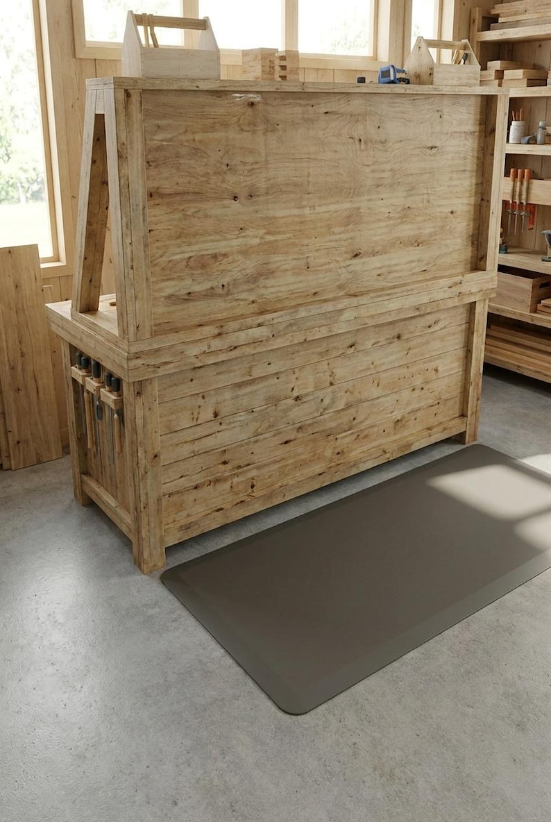 DIY Heavy Duty Workbench Plans | Shelves, Pegboard, Mobile Craft Table (PDF Download) Woodworking Blueprint - Step-by-Step Plan thumbnail 7