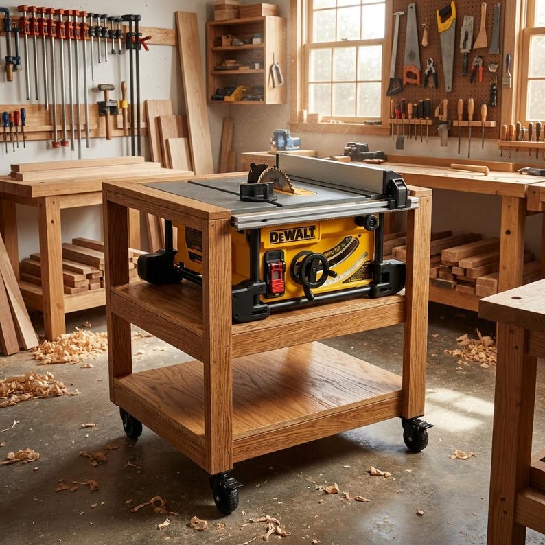 DIY Mobile Miter Saw Station Plans | Rolling Tool Cart Blueprint (PDF Download) Woodworking Blueprint - Step-by-Step Plan thumbnail 1