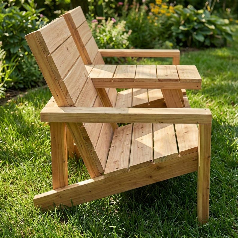 DIY Double Garden Chair Bench Plans | Adirondack Patio Seating with Table (PDF Download) Woodworking Blueprint - Step-by-Step Plan thumbnail 5
