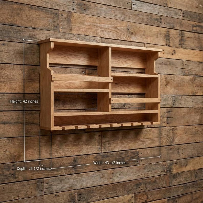 DIY Wall Mounted Wine Rack Plans | Rustic Wood Shelf, Glass Holder (PDF Download) Woodworking Blueprint - Step-by-Step Plan thumbnail 2
