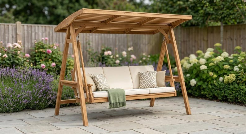 DIY DIY Arbor Swing Plans | Pergola Roof A-Frame Freestanding Garden (PDF Download) Woodworking Blueprint - Step-by-Step Plan thumbnail 6