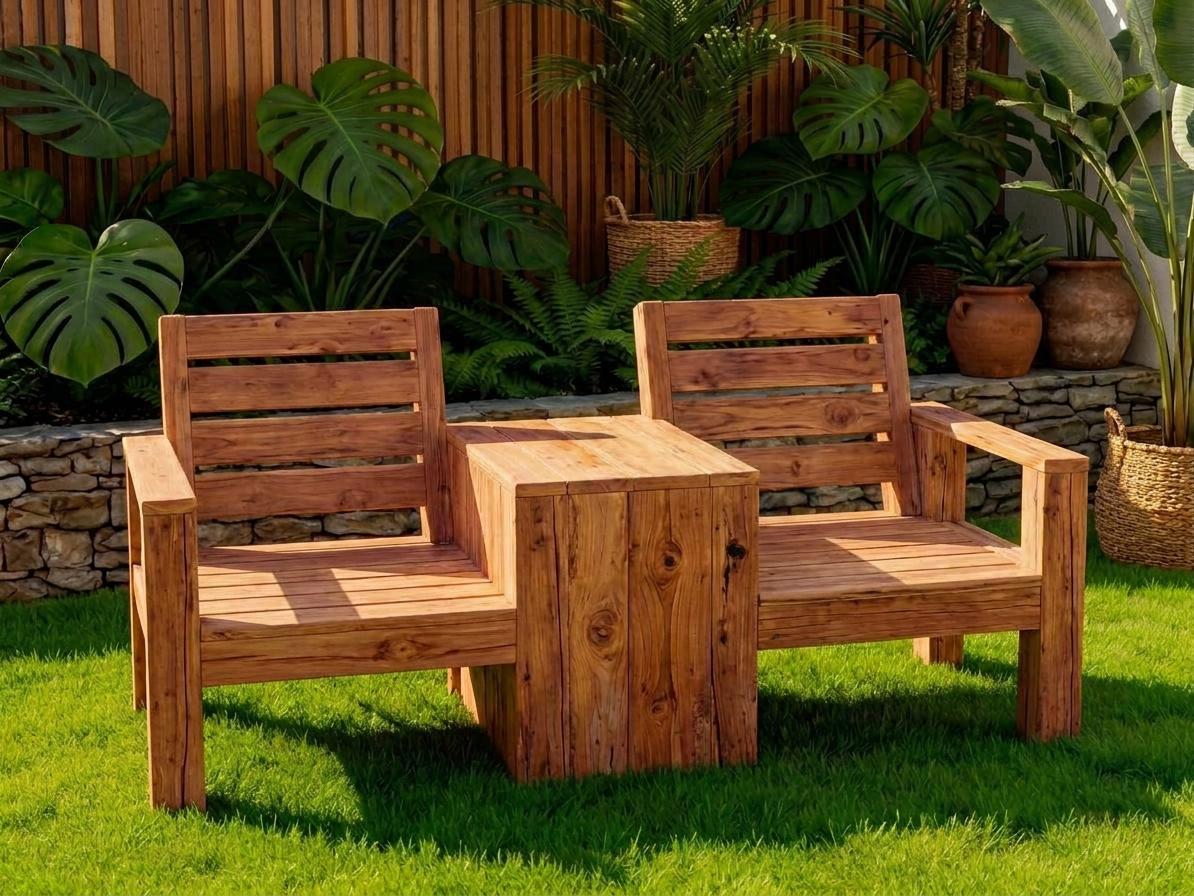 Two Seat Bench with Table DIY Plans – Outdoor Patio Woodworking PDF