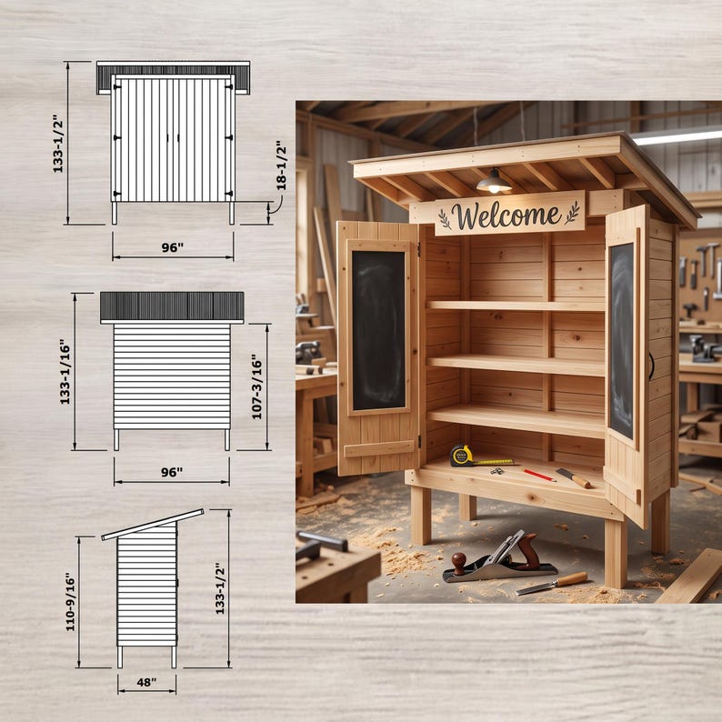 DIY DIY Farmstand Plans PDF | Wheelable Flower Cart & Bakery Stand Blueprint (Digital Download) Woodworking Blueprint - Step-by-Step Plan thumbnail 3