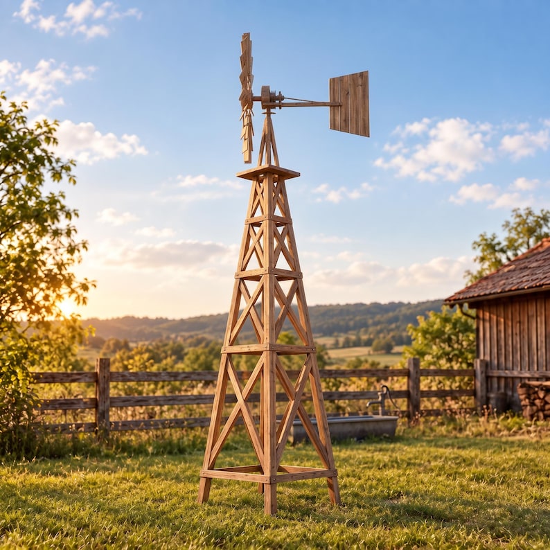 DIY DIY 13 FT Big Wooden Windmill Head Plans, Western Farmhouse Garden Decor (Digital Download) Woodworking Blueprint - Step-by-Step Plan thumbnail 4