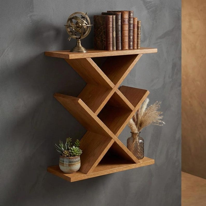 DIY DIY Wooden Floating Shelf Plans: Modern Geometric Shelf (PDF) Woodworking Blueprint - Step-by-Step Plan thumbnail 4