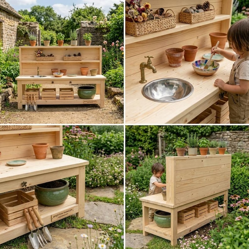 DIY Kids Mud Kitchen Plans | DIY Wooden Outdoor Play Station Blueprint (PDF Download) Woodworking Blueprint - Step-by-Step Plan thumbnail 3