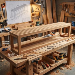 Zelfgemaakte tuinbankplannen: moderne stoelen zonder rugleuning (pdf-download) afbeelding 2