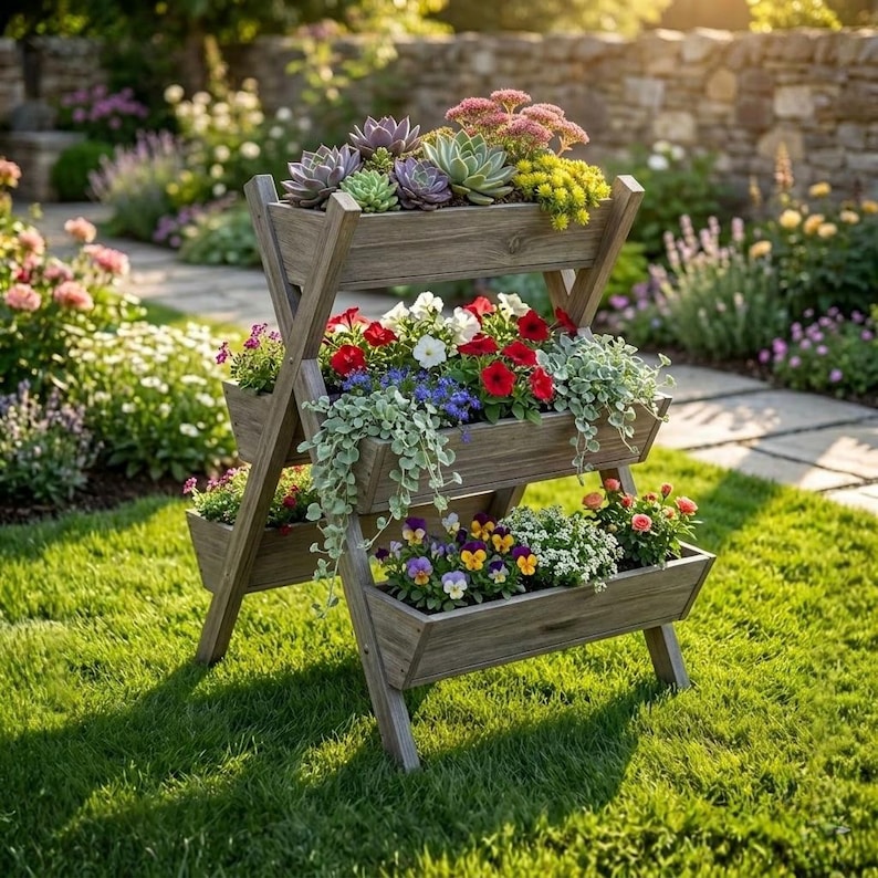 DIY 5-Tier Garden Planter Plans – Wooden Raised Vegetable Planter (PDF Download) Woodworking Blueprint - Step-by-Step Plan thumbnail 4