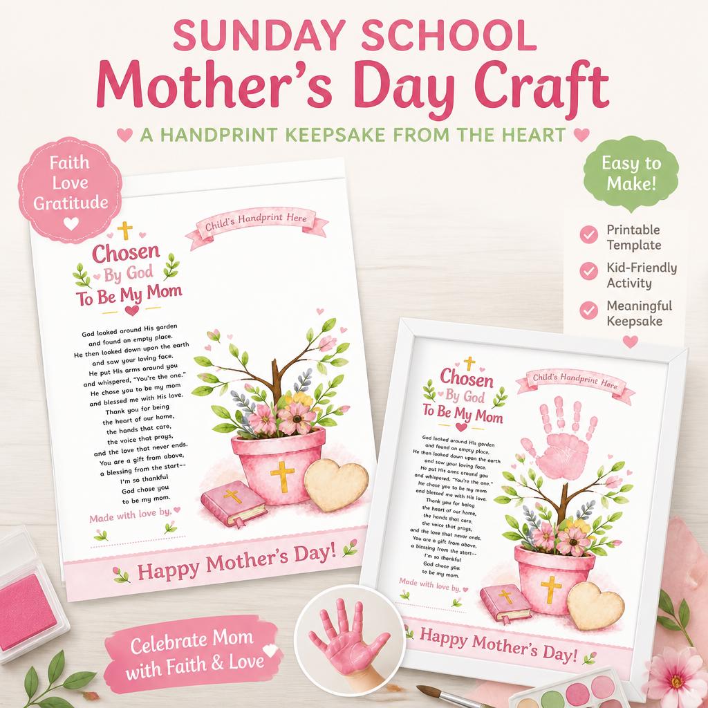Christian Mother's Day Handprint Craft | God Chose You Poem (PDF)