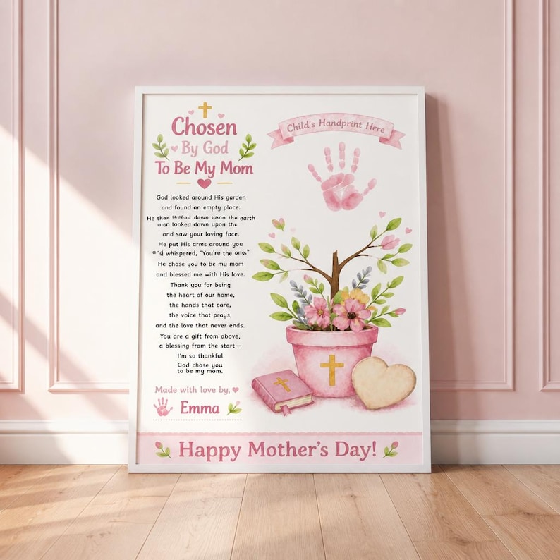 DIY Christian Mother's Day Handprint Craft | God Picked You Poem (PDF) Woodworking Blueprint - Step-by-Step Plan thumbnail 5
