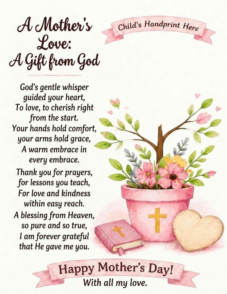 DIY Christian Mother's Day Handprint Craft | God Picked You Poem (PDF) Woodworking Blueprint - Step-by-Step Plan thumbnail 9