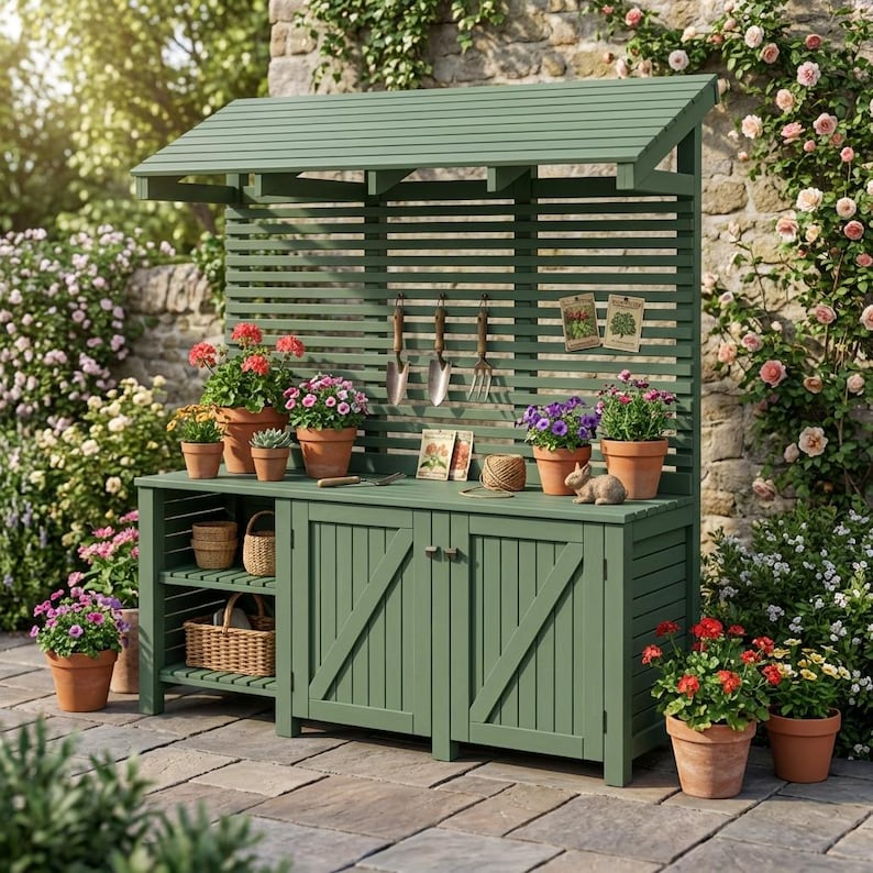 DIY DIY Potting Bench Plans with Storage | Garden Workbench Blueprint (PDF Download) Woodworking Blueprint - Step-by-Step Plan thumbnail 4