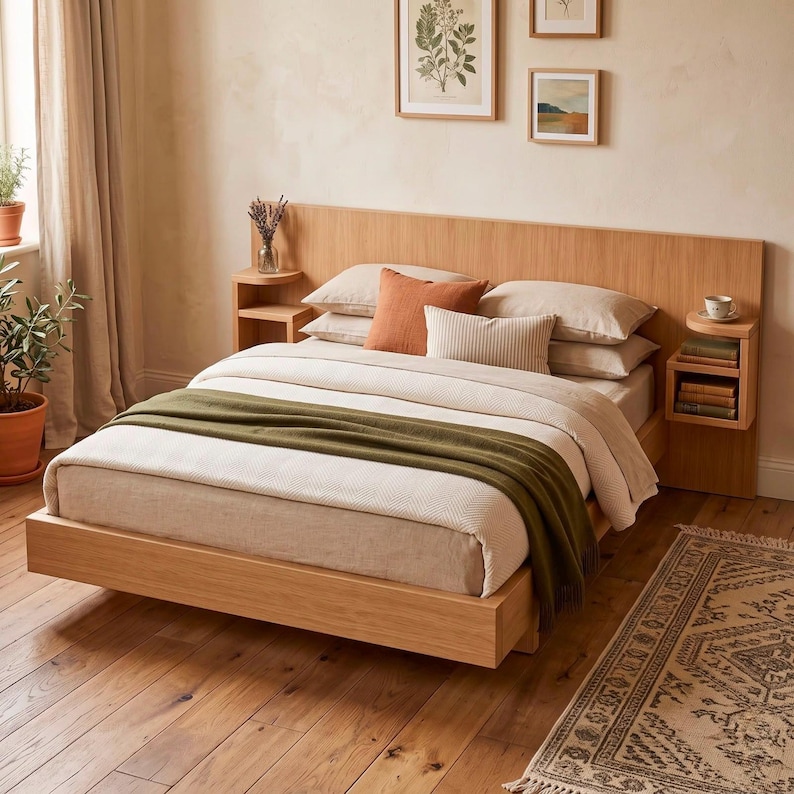 DIY Modern Platform Bed Frame Plan | Wood Bed DIY Pattern with Nightstands (PDF Download) Woodworking Blueprint - Step-by-Step Plan thumbnail 2