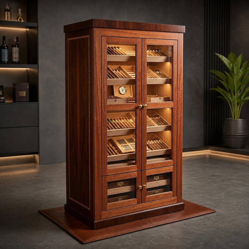 DIY Large Cigar Humidor Cabinet Plan | DIY Glass Door Display Case PDF | Woodworking Blueprint | Gift for Cigar Lovers Woodworking Blueprint - Step-by-Step Plan thumbnail 2